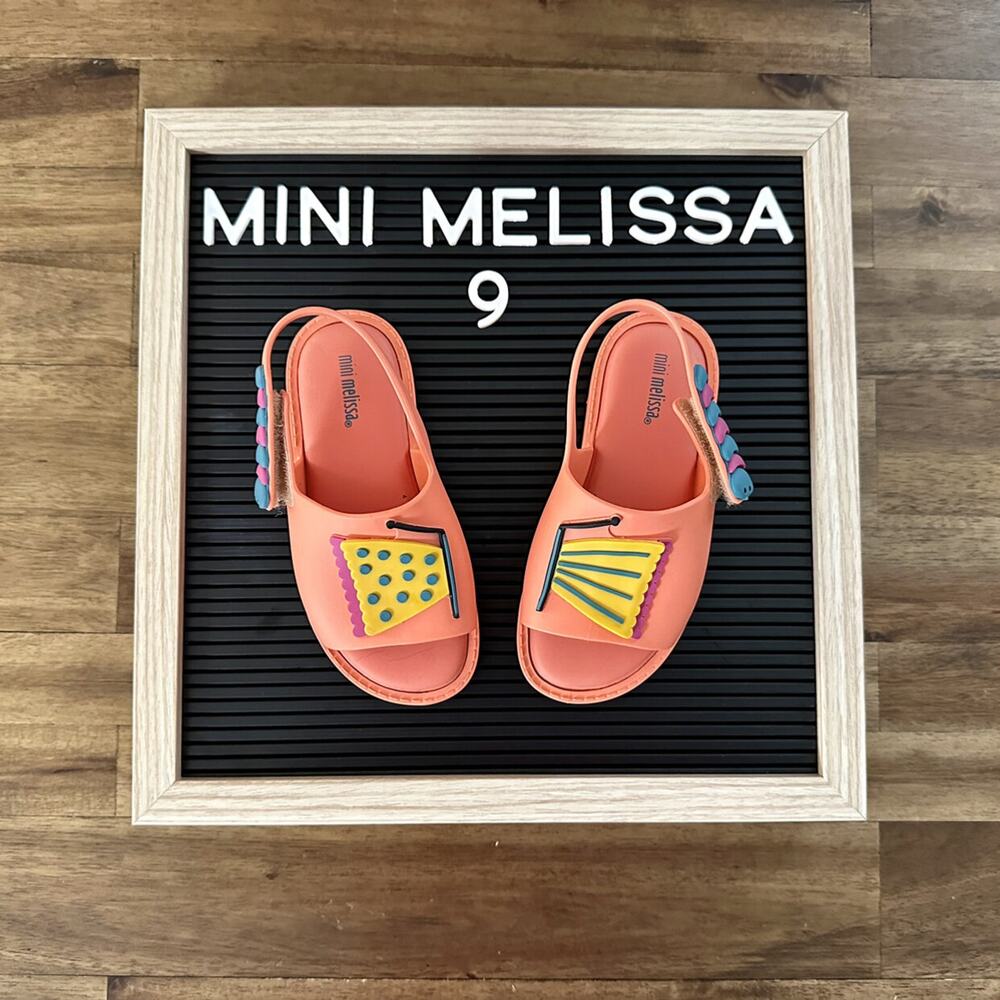 Mini Melissa Mia Fabula Coral Orange Yellow Blue Butterfly Sandals Slingbacks 9